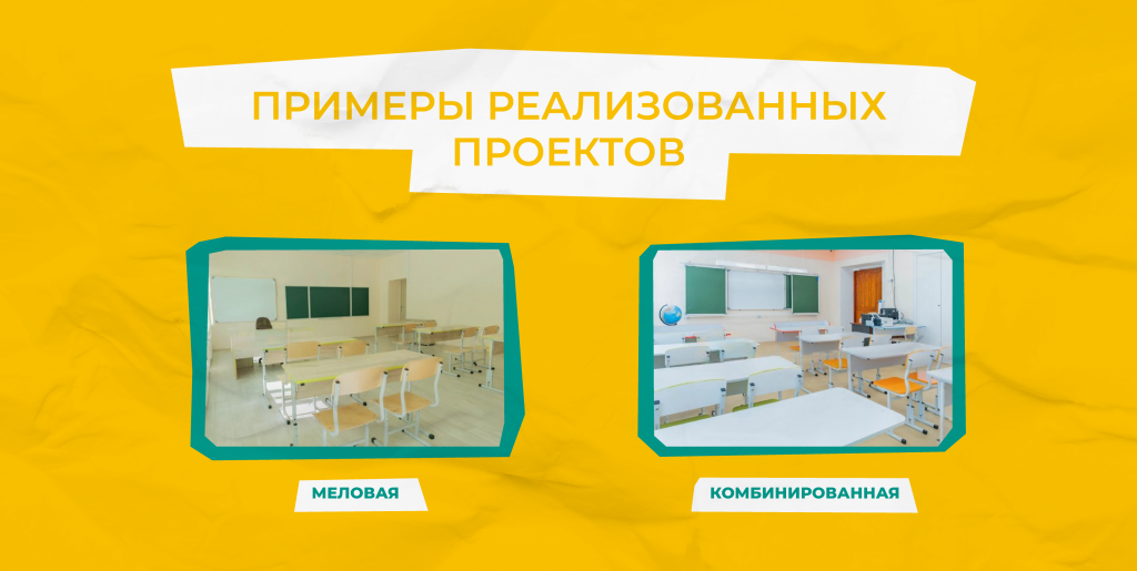 пример оснащения кабинета школьными досками