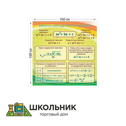 Формула сокращенного умножения стенд 1000 х 1000 пластик 3 мм 