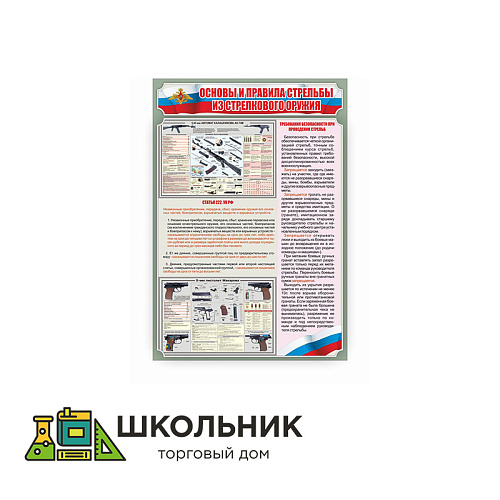 Стенд «Основы правила стрельбы из стрелкового оружия» 690 х 1000 мм пластик 3 мм